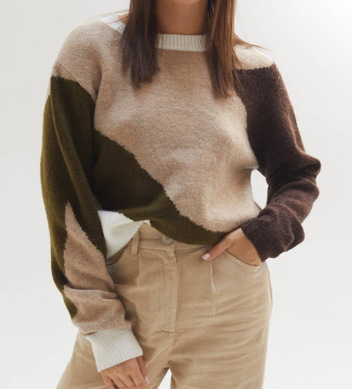 Fireside Cedar | Color-block Sweater Top